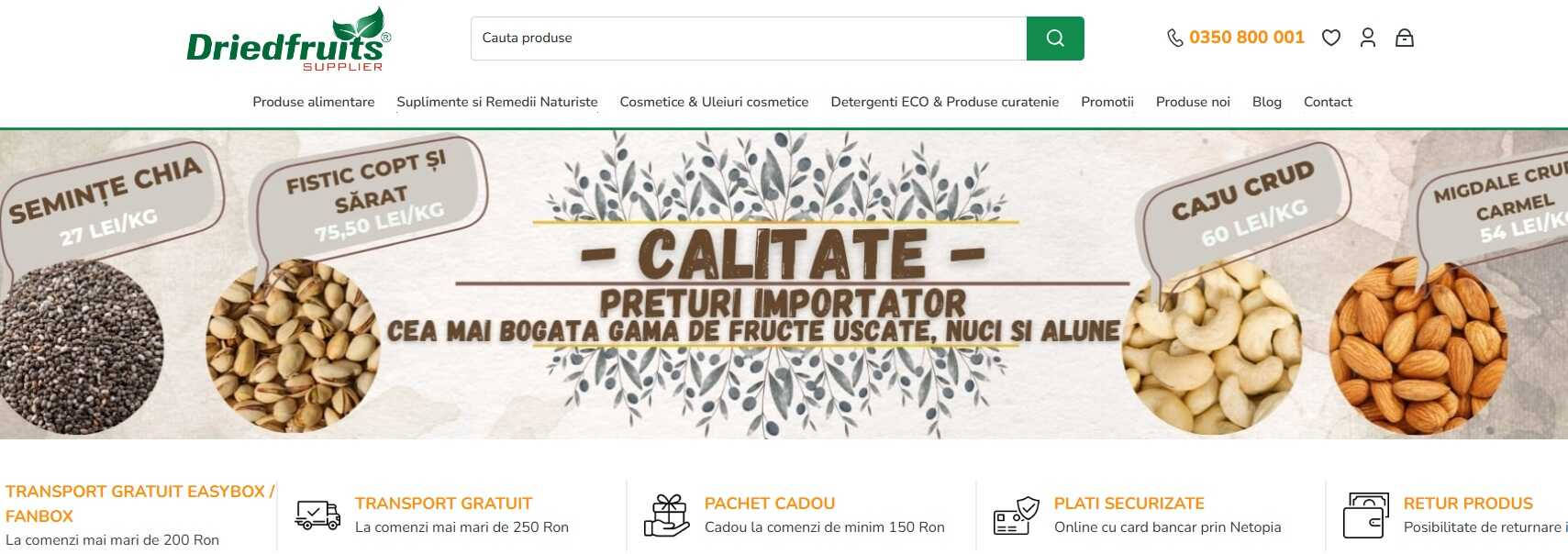 magazin online cu fructe uscate și oleaginoase