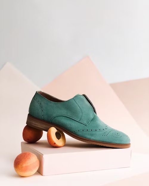 pantofi piele întoarsă verzi