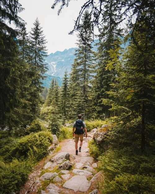 barbat cu rucsac plimbare in natura