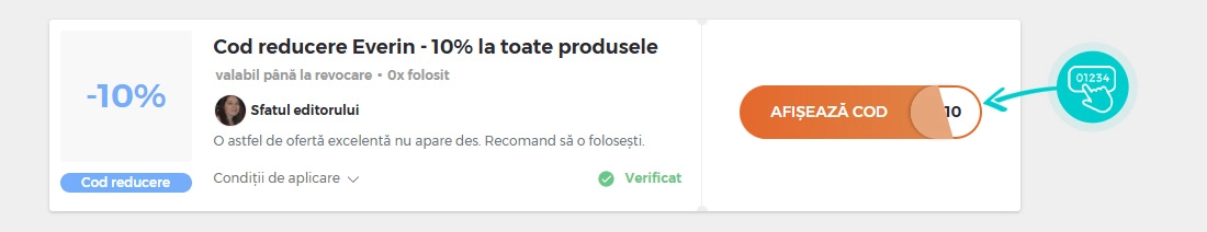 Exemplu cod reducere Everin