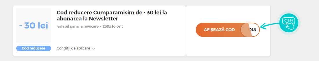 Exemplu cod reducere Cumparamisim