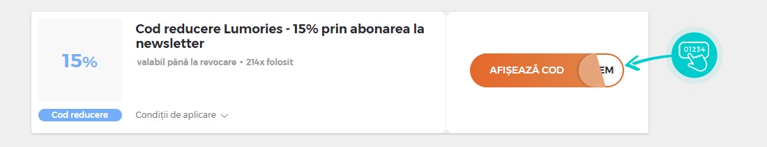 Exemplu cod reducere Lumories