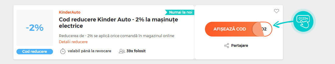 Exemplu cod reducere KinderAuto