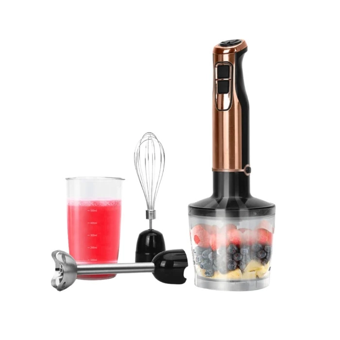 blender arămiu cu fructe exotice și suc rosu