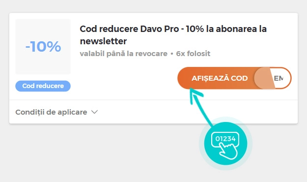 Exemplu cod reducere Davo Pro
