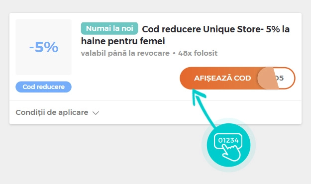 Exemplu cod reducere UniqueStore