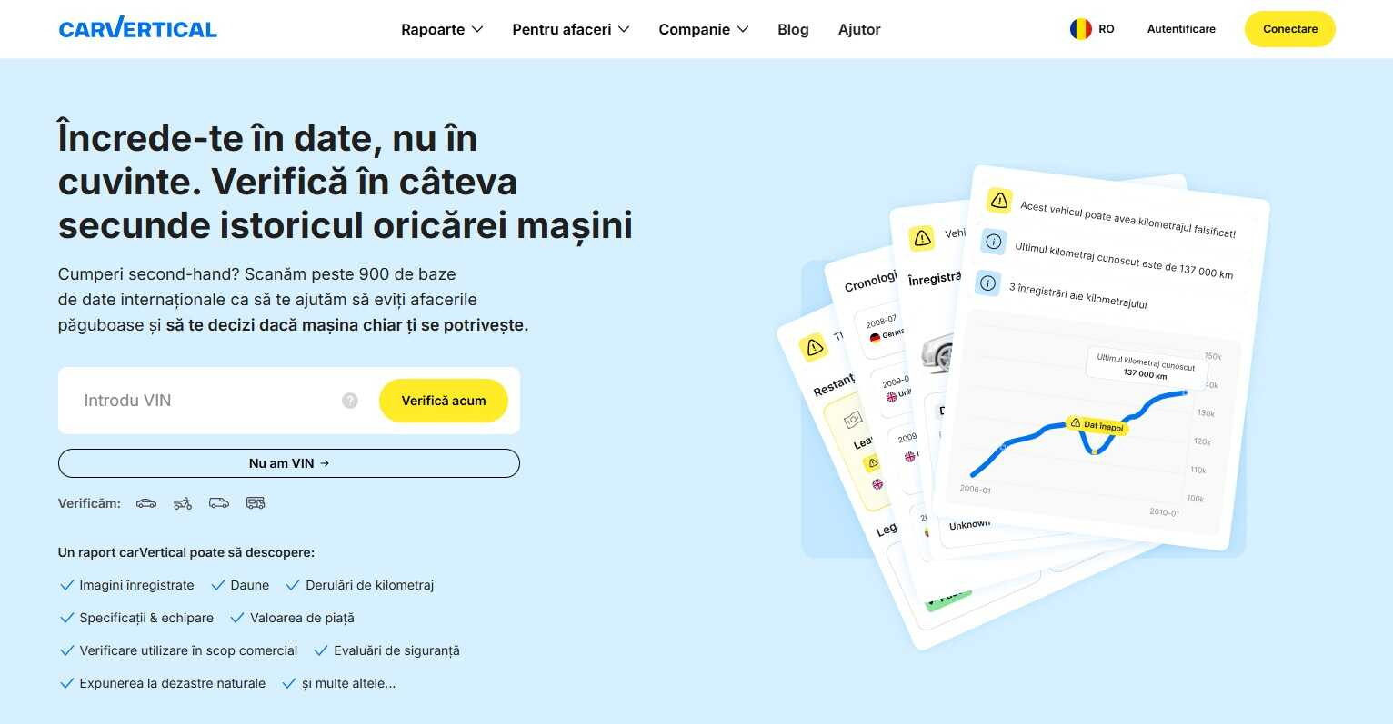 screen platformă online verificare istoric auto