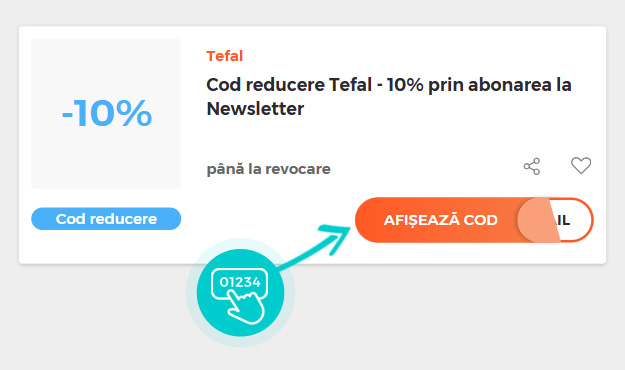 Exemplu cod reducere Tefal