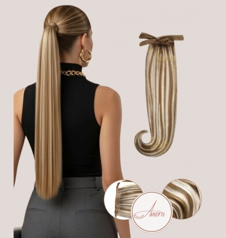 femeie cu părul blond lung legat la spate