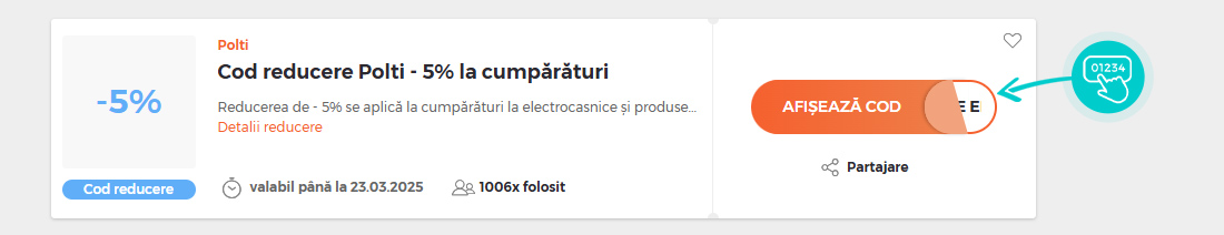 Exemplu cod reducere Polti