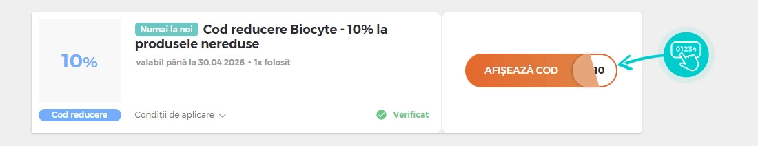 Exemplu cod reducere Biocyte
