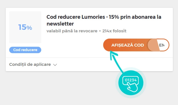 Exemplu cod reducere Lumories